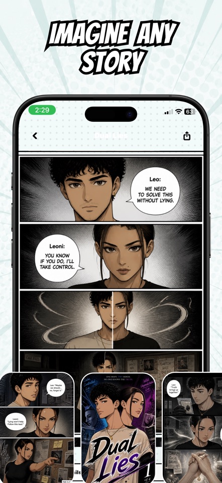 Character creation screen in the Manga Gen app